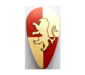 LEGO Medium steengrijs Schild - Lang met Golden Leeuw Patroon (Gryffindor) (41364 / 49930)