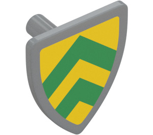 LEGO Medium Stone Gray Shield - Triangular with Green Double Chevron (3846 / 102327)