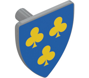 LEGO Medium Stone Gray Shield - Triangular with Three Yellow Clubs on Blue (3846 / 102329)