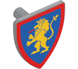 LEGO Medium Stone Gray Shield - Triangular with Yellow Lion Rampant on Blue Background with Red Border (3846 / 102325)