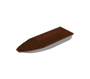 LEGO Medium Stone Gray Ship Hull 8 x 28 x 3 with Reddish Brown Top (92709)