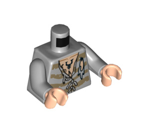 LEGO Medium steengrijs Sirius Zwart Minifiguur Torso (973 / 76382)