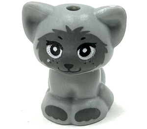 LEGO Medium Stone Gray Sitting Cat (Small) with Dark Stone Gray Muzzle and Paws