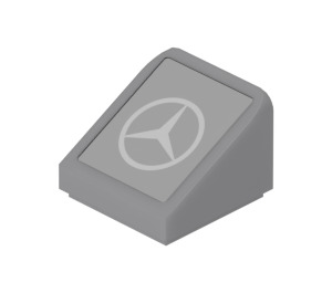 LEGO Medium Steengrijs Helling 1 x 1 (31°) met Mercedes Benz-logo Sticker (35338)