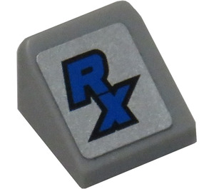 LEGO Medium Stone Gray Slope 1 x 1 (31°) with 'RX' Sticker (50746)