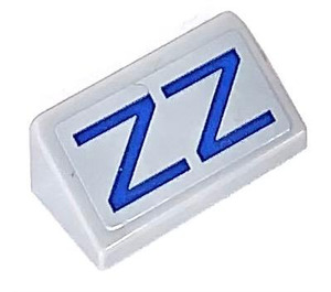 LEGO Medium Stone Gray Slope 1 x 2 (31°) with Blue 'ZZ' Sticker (85984)