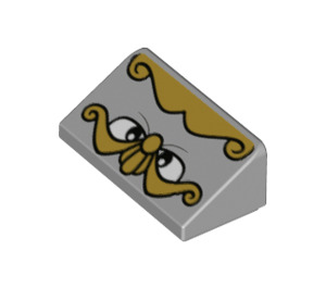 LEGO Medium Stone Gray Slope 1 x 2 (31°) with Chef Bouche Gold Eyebrows, Nose and Moustache Face (78852 / 85984)
