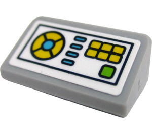 LEGO Gris pierre moyen Pente 1 x 2 (31°) avec Control Panneau avec Jaune Buttons Autocollant (85984)