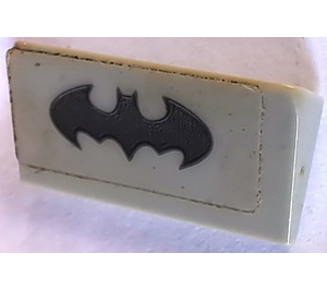 LEGO Medium Stone Gray Slope 1 x 2 (31°) with Gray Batman Logo Sticker (85984)