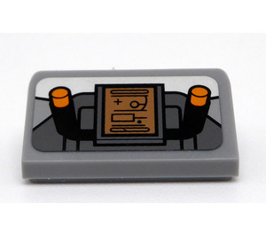 LEGO Medium Steengrijs Helling 1 x 2 (31°) met Handvat en Control Paneel Sticker (85984)