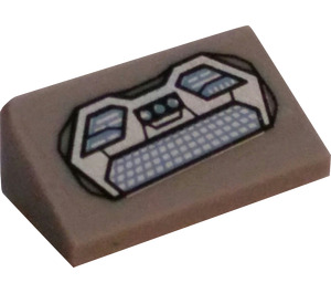 LEGO Medium Stone Gray Slope 1 x 2 (31°) with Keyboard, Buttons, and Lights Sticker (85984)