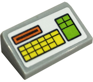 LEGO Medium Stone Gray Slope 1 x 2 (31°) with Keyboard Sticker (85984)