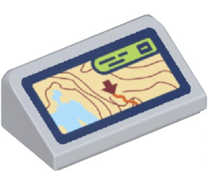 LEGO Medium Stone Gray Slope 1 x 2 (31°) with Map and Arrow Sticker (85984)