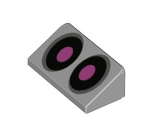 LEGO Medium Stone Gray Slope 1 x 2 (31°) with Pink Eyes (85984 / 98805)