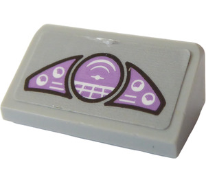 LEGO Medium Stone Gray Slope 1 x 2 (31°) with Purple Gauges and Target Screen Sticker (85984)