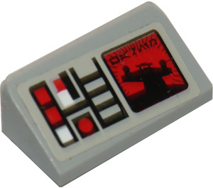 LEGO Medium Stone Gray Slope 1 x 2 (31°) with Red Buttons and Screen Sticker (85984)