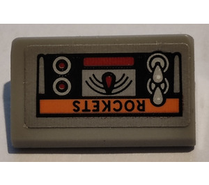 LEGO Medium Steengrijs Helling 1 x 2 (31°) met switches en buttons met 'ROCKETS' text Sticker (85984)