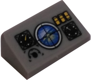 LEGO Gris pierre moyen Pente 1 x 2 (31°) avec Targeting Systems et Switches Autocollant (85984)