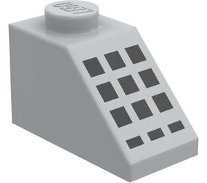 LEGO Medium Stengrå Backe 1 x 2 (45°) med 9 + 3 Svart Knappar (3040 / 80614)