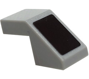 LEGO Gris pierre moyen Pente 1 x 2 (45°) avec Noir Rectangle Autocollant (28192)