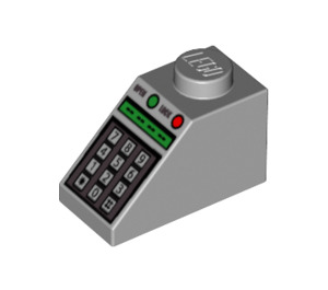 LEGO Medium Stone Gray Slope 1 x 2 (45°) with Keypad, Green Digital Display, and Buttons Pattern (3040)
