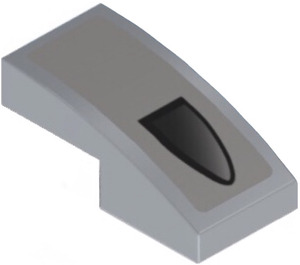 LEGO Medium Stone Gray Slope 1 x 2 Curved with Air Intake (Left) Sticker (3593)