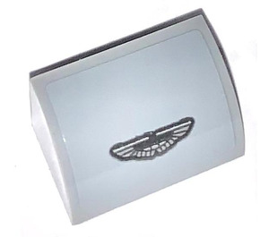 LEGO Medium steengrijs Helling 1 x 2 Gebogen met Aston Martin Emblem Sticker (37352)