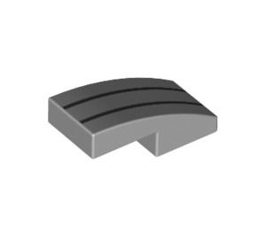 LEGO Gris pierre moyen Pente 1 x 2 Incurvé avec Noir Lines (11477 / 36438)