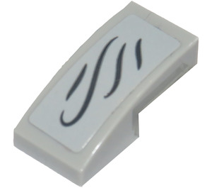 LEGO Gris pierre moyen Pente 1 x 2 Incurvé avec Incurvé Lines Modèle La gauche Autocollant (11477)