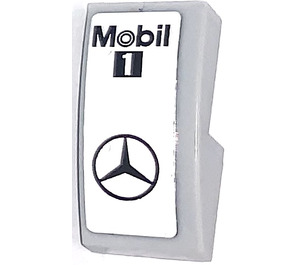 LEGO Medium Stone Gray Slope 1 x 2 Curved with Mobil 1 and Mercedes Emblem Sticker (11477)