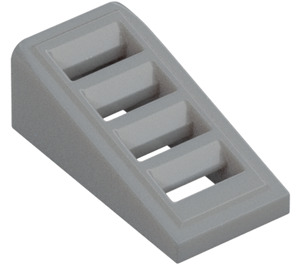 LEGO Grigio pietra medio Pendenza 1 x 2 x 0.7 (18°) con Griglia (61409)