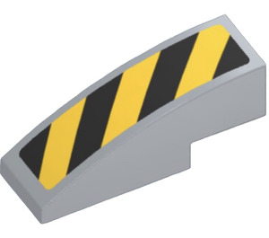 LEGO Medium Stone Gray Slope 1 x 3 Curved with Black and Yellow Diagonal Stripes Sticker (50950)
