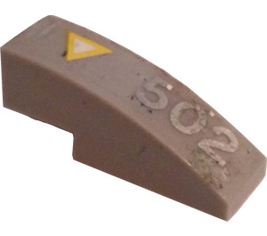 LEGO Medium Stone Gray Slope 1 x 3 Curved with Upside Down Triangle and 502 Sticker (50950)