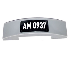 LEGO Medium Stone Gray Slope 1 x 4 Curved Double with AM 0937 License Plate  Sticker (93273)