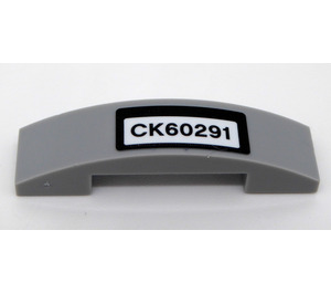 LEGO Medium Stone Gray Slope 1 x 4 Curved Double with Black 'CK60291' Sticker (93273)