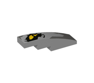 LEGO Medium Stone Gray Slope 1 x 4 Curved with Dragon Eye, Yellow (Left) (11153 / 39208)