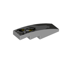 LEGO Medium Stone Gray Slope 1 x 4 Curved with Dragon Eye, Yellow (Right) (11153)