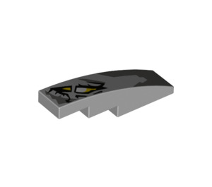 LEGO Medium Stone Gray Slope 1 x 4 Curved with Dragon Eye, Yellow (Right) (11153 / 39205)