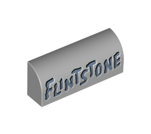 LEGO Medium Stone Gray Slope 1 x 4 Curved with "Flintstone" Lettering (6191 / 55306)