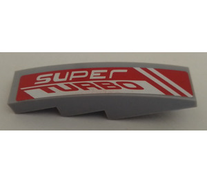 LEGO Medium Stone Gray Slope 1 x 4 Curved with Super Turbo left side Sticker (11153)