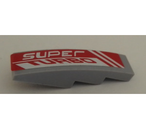 LEGO Medium Stone Gray Slope 1 x 4 Curved with Super Turbo right side Sticker (11153)
