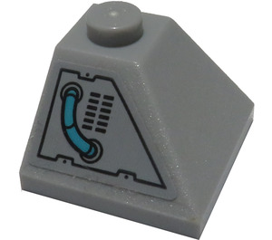 LEGO Gris pierre moyen Pente 2 x 2 (45°) Coin avec Tuyau et Noir Vents Autocollant (3045)