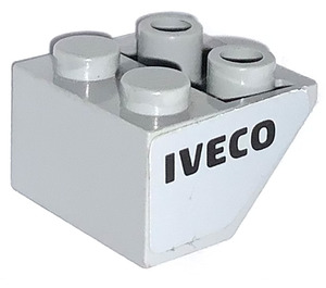 LEGO Medium Steengrijs Helling 2 x 2 (45°) Omgekeerd met 'IVECO' (Links) Sticker met platte afstandsring eronder (3660)