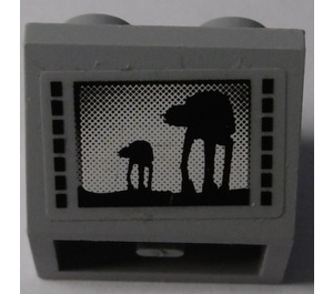 LEGO Medium Stone Gray Slope 2 x 2 (45°) Inverted with Large and Small AT-AT Sticker with Flat Spacer Underneath (3660)