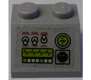 LEGO Medium Stone Gray Slope 2 x 2 (45°) with Controls and Oscilloscope Display Sticker (3039)