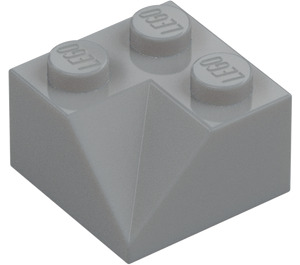 LEGO Keskitumma kivenharmaa Luiska 2 x 2 (45°) jossa Kaksinkertainen Concave (Karkea pinta) (3046 / 4723)