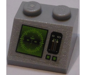 LEGO Medium Stone Gray Slope 2 x 2 (45°) with Horizon Screen, Gauge, Buttons Sticker (3039)