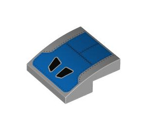 LEGO Gris pierre moyen Pente 2 x 2 Incurvé avec Bleu et Noir (15068 / 100679)