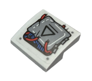 LEGO Gris pierre moyen Pente 2 x 2 Incurvé avec Broken Electrical Panneau avec Triangle Autocollant (15068)
