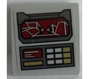 LEGO Medium Stone Gray Slope 2 x 2 Curved with Dark Red Screen and Dark Tan and White Buttons Sticker (15068)